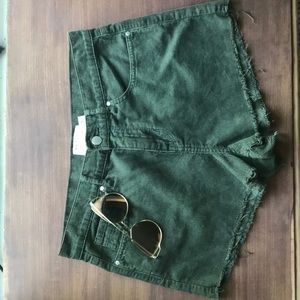 Corduroy olive green shorts size 28